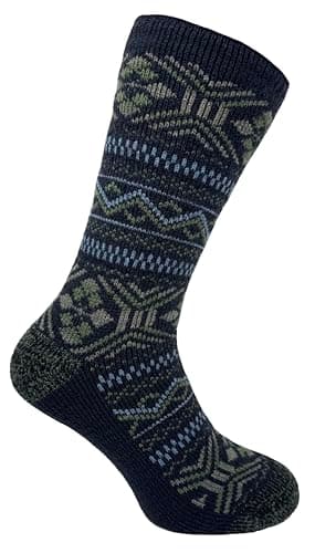 Image of Bramble Men's Fairisle Thermasocks | 1 Pair | U.K. Size 6-11 | Navy Outdoor comfort hiking boot, walking, activity winter socks
