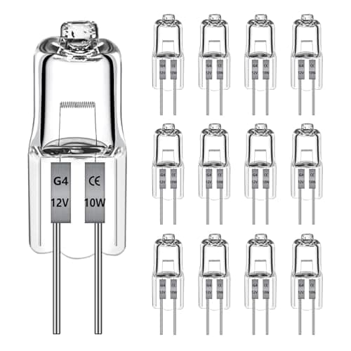 Image of Morotty 12 Pack G4 Halogen Bulbs 10w Warm White 2700K, No Flicker, G4 Bulbs Dimmable 2 Pin Clear Capsule Lamp Bulbs, Halogen for Ceiling Lights, Table Light, Cabinet Lights