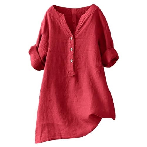 Image of Women's Clothing, Long tee Shirts for Women, Ladies Blouses Size 16 UK, Womens Floaty Tops, Cotton Tunic, Loose Tops for Women UK, Women t Shirts, White Blouses for Women UK, Womens Tshirts