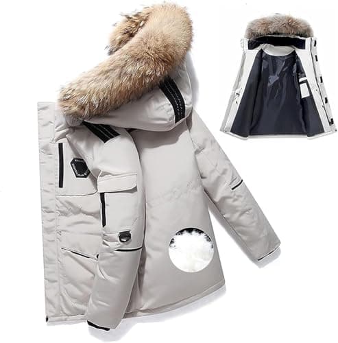 Image of Men's Down Jacket Big Goose Autumn And Winter Thickened Coat Canada Style Warm Snow Coat,White,XL