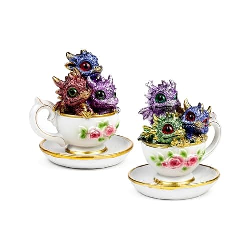 Image of Puckator Elements Baby Dragon Teacup - Cute Room Decor - Aesthetic Feng Shui Meditation Accessories - Garden Ornaments - Shelf Desk Decorations - Mindfulness Home Gifts - Statues