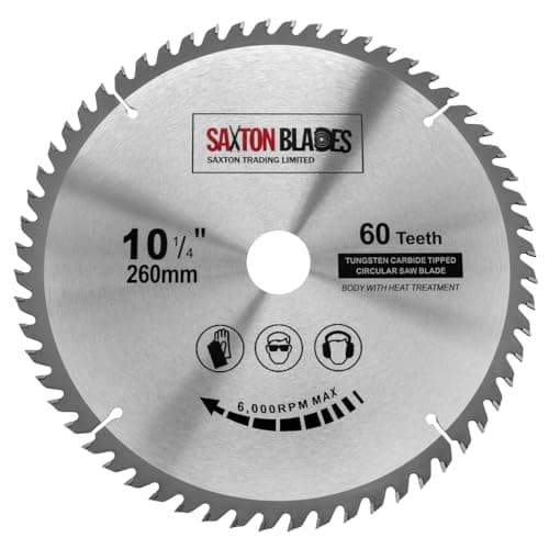 Image of Saxton TCT Circular Wood Saw Blade 260mm x 30mm x 60T Festool Bosch Makita Dewalt