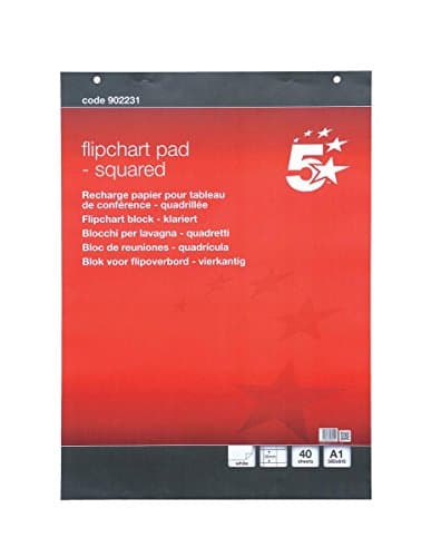 Image of 5 Star Office (A1) Flipchart Pad Perforated 40 Sheets Feint 20mm Squared (Pack of 5)