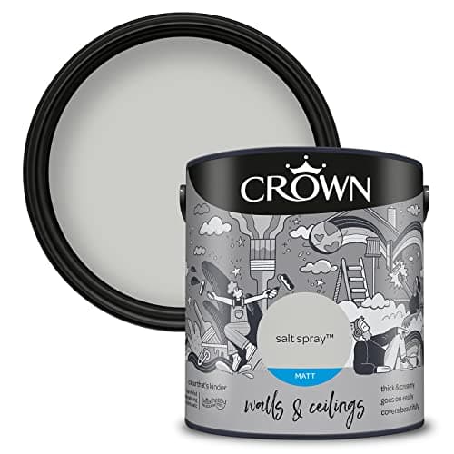 Image of Crown Salt Spray - Matt Emulsion Paint - Water Based, Quick Dry - Mid to Light Grey Paint for Walls & Ceilings - 2.5L
