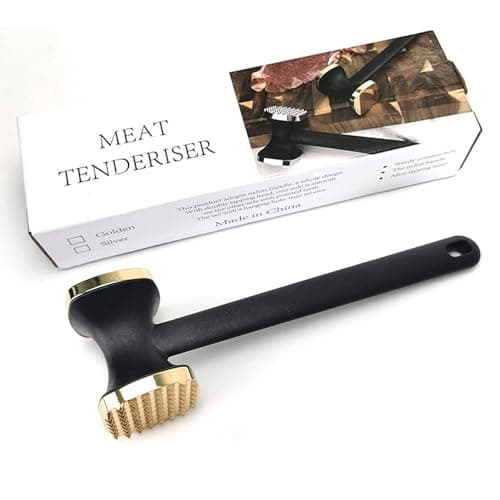 Image of Kitchen Meat Tenderizer,Heavy Duty Manual Hammer Mallet Tool,Meat Hammer Used for Steak, Chicken, Fish (Golden)