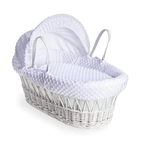 Image of Clair de Lune Dimple White Wicker Moses Basket - 68 x 30 cm (White)