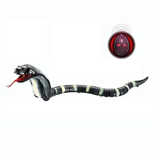 Image of DesignerBox Realistic RC Snake, 17" Upgraded Long Rechargeable Remote Control RC Snake Cobra Toy for Kids Birthday Party Gift Play (Black)
