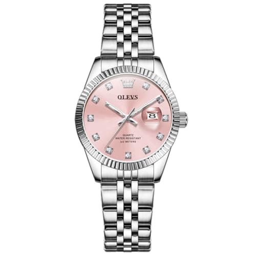 Image of OLEVS Womens Watch Diamond Fashion Dress Analog Quartz Ladies Watch Stainless Steel Waterproof Luminous Two Tone Wrist Watches for Women