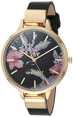 Image of Nine West Women's Floral Dial Strap Watch