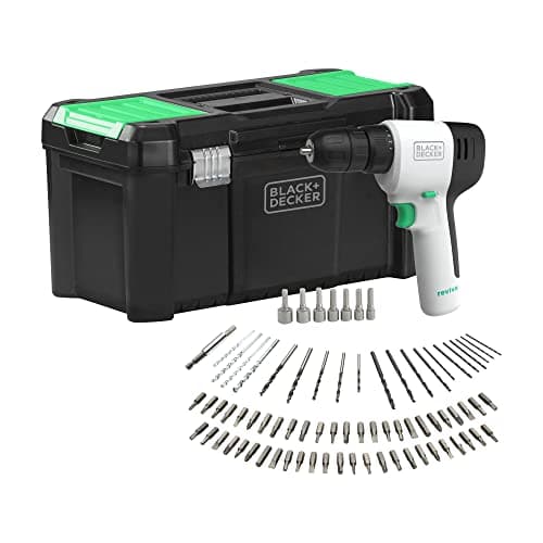 Image of BLACK+DECKER Reviva Drill Kit 12V with 80 PC Accessories 19" Storage Eco Toolbox REVDD12ALTB-GB 2 Years Warranty