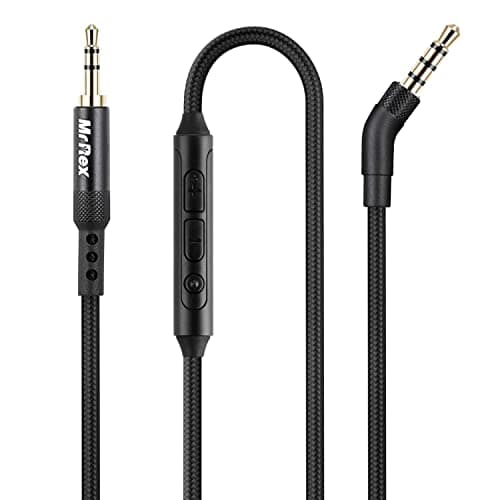 Image of Mr Rex 6.5ft Microphone Braided 2.5mm to 3.5mm Audio Cable Cord Compatible for Bose 700 QuietComfort QC45 QC35 QC35II QC25 / JBL E45BT E55BT E65BTNC 750NC / AKG Y40 Y50 Headphones