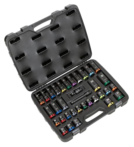 Image of Sealey Premier Lock-On™ Standard & Deep Impact Socket Set 1/2" Sq Drive 34pc - AK5636M