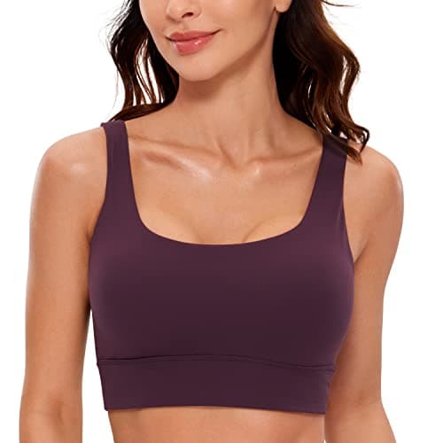Image of CRZ YOGA Womens ButterLuxe U Back Sports Bra - Padded Low Impact Crop Top Workout Yoga Sport Bra Deep Purple M