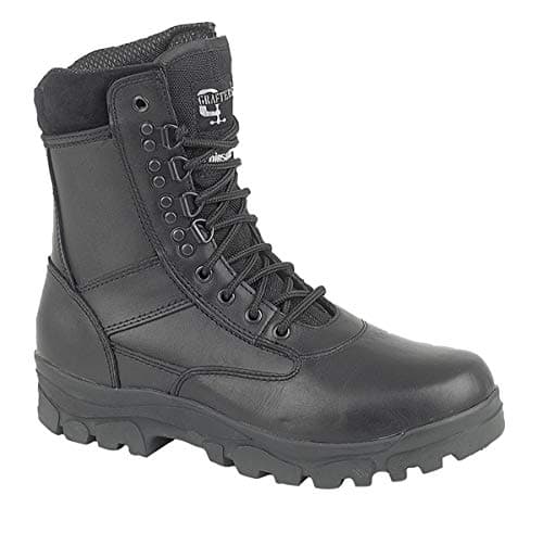 Image of Grafters Hi-Leg Combat Boots with Steel Sole Protection. Police Security Army Cadet Safety Boots (10 UK, Top Gun Black)