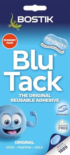 Image of Bostik Blu Tack Blue - Economy Size - Multipurpose Reusable Adhesive - Safe & Easy to Use - Non-Toxic