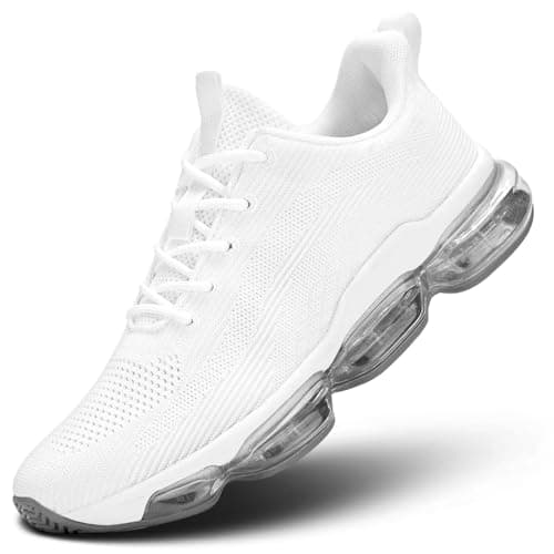 Image of Kapsen Mens Walking Running Shoes Breathable Fashion Tennis Sneakers Mesh Workout Casual Athletic Sports Gym, Z67 White, 9 UK
