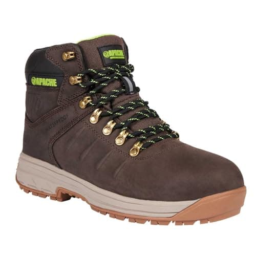 Image of Apache Moose Jaw Safety Boot | Brown Size 10 UK | Waterproof and Breathable | Toe Cap and Midsole Protection | Comfort Insole