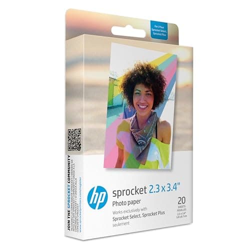 Image of HP Sprocket 2.3 x 3.4 (5.8x8.6 cm) Premium Zink Sticky Back Photo Paper, 20 Sheets, Compatible with HP Sprocket Select and Plus Photo Printers