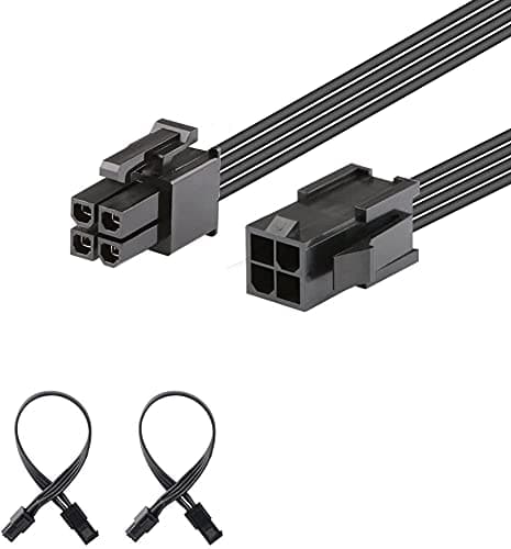 Image of J&D (2 Pack) ATX 4 Pin CPU Male to Female Extension Cable, 20cm