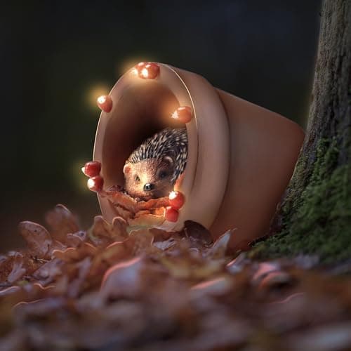 Image of Muldale Hedgehog Garden Ornament Solar Light - Hand Painted Light Up Plant Pot Statue - Great for Outdoor Decor - Gift Boxed - 14.8cm - Hamish