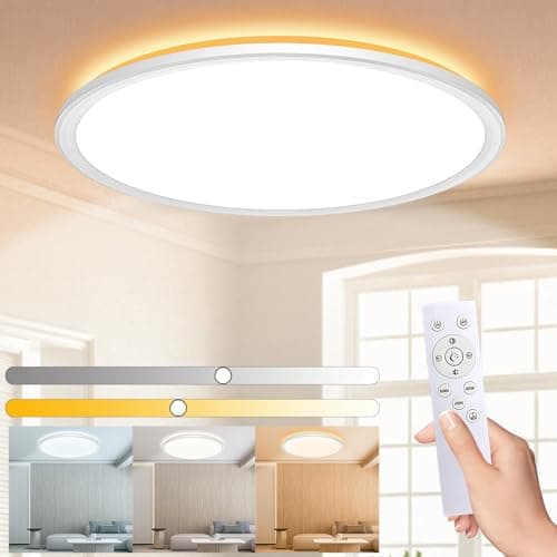Image of LQIKARL Led Ceiling Light Dimmable Ceiling Light 3000K, 4000K, 6500K 10 Level Brightness Adjustment, 24W 3000Lm Flush Led Ceiling Lights with Remote Control for Bathroom Bedroom Kitchen