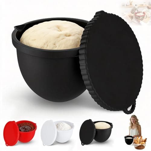 Image of 3 Pcs Silicone Bowl Liners, Compatible with Kitchen Aid Mixer Accessories, Mixing Bowl Liners with Lid, Thickened Anti-Collapse, Stackable with Graduations, for 5 Qt Stand Mixer for Baking/Cooking