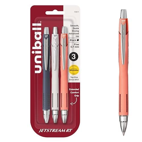 Image of uni-ball Jetstream RT Pens - NY Times Wirecutter - 0.7mm Fine Point Black Back to School Pens - Pack of 3