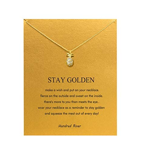 Image of Hundred River Friendship Anchor Compass Necklace Good Luck Elephant Pendant Chain Necklace with Message Card (gold diamond pineapple)