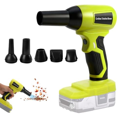 Image of Cordless Leaf Blower for Ryobi 18V, Portable Dust Cleaner Handheld Brushless Blowers 130000 RPM with Adjustable Speed & 5 Nozzles for Patio Room Home Cleaning Camping (No Battery)