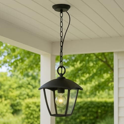 Image of CGC Black Outdoor Outside Lights Traditional Contemporary Waterproof Lampholder Weatherproof Porch Patio Door Wall Terrace Garden (Hanging)