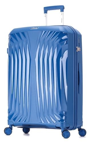 Image of DK Luggage 28" Large Hard Shell Polypropylene PP Suitcase 4 Wheel Spinner Luggage (Blue ST81, Large)