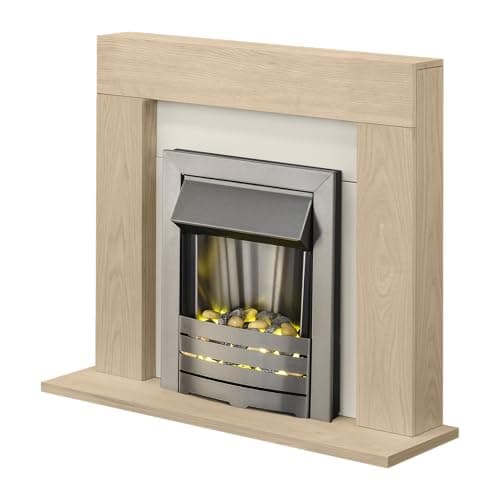 Image of Adam Malmo Electric Fireplace Suite Oak with Helios Electric Fire, 2000 Watt