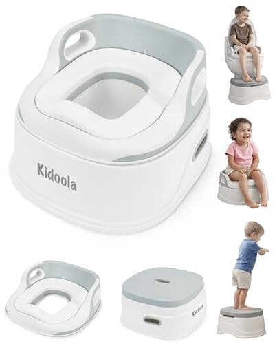 Image of Kidoola 3-in-1 Potty Training Seat & Step Stool, Convertible Potty Chair & Toilet Trainer for Kids Ages 2–4+, Universal Fit, Removable Bowl, Non-Slip, Easy Clean, Lightweight, Grey – 40.5x37.5x25cm