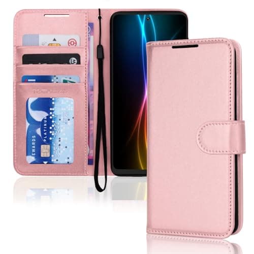 Image of TECHGEAR Galaxy S20 FE Leather Wallet Case, Flip Protect Case Cover with Wallet Card Holder, Stand and Wrist Strap - Rose Gold PU Leather with Magnetic Closure Designed For Samsung S20 Fan Edition