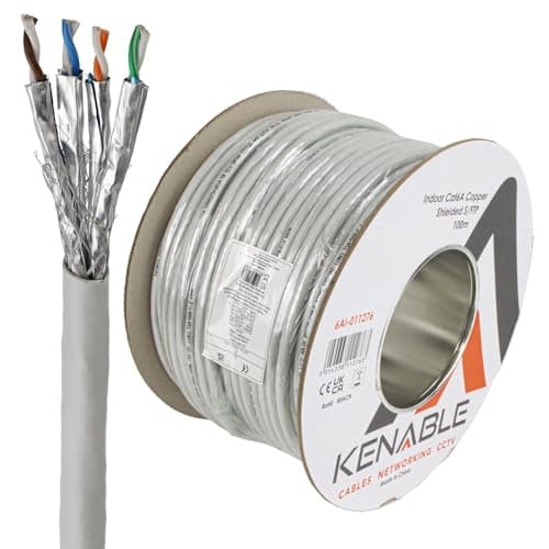 Image of kenable Indoor CAT6A Ethernet Cable Reel | 23AWG Pure Copper S/FTP Shielded Network Cable | 100m Grey