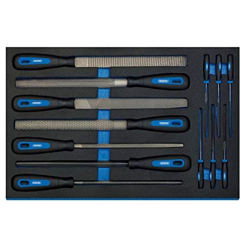 Image of Draper 63513 Hand File 13 Piece Set in 3/4 Drawer Eva Insert Tray , Blue