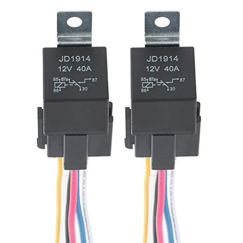 Image of GTIWUNG 2 Pack 12V 40A Car Relay Harness 5 Pin SPDT for Automotive/Truck/Motor, Contactor-Relay Switch Power with Color-labeled Wires