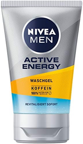 Image of NIVEA MEN Active Energy Wash Gel (100 ml), Cleansing Gel with Caffeine from 100% Natural Source, Refreshing and Thorough Facial Cleansing