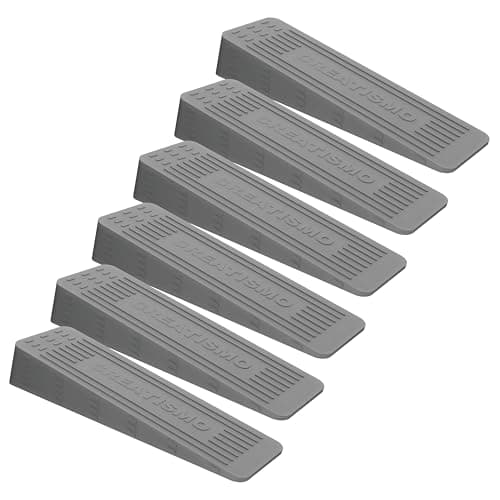 Image of CREATISMO Pack of 6 Grey Rubber Door Stoppers for Floor, Durable, Anti-Skid, Heavy-Duty Rubber Door Wedges Indoors Rubbers, for All Floor Types & Rubbers Doorstops Wedge Preventing Accidents