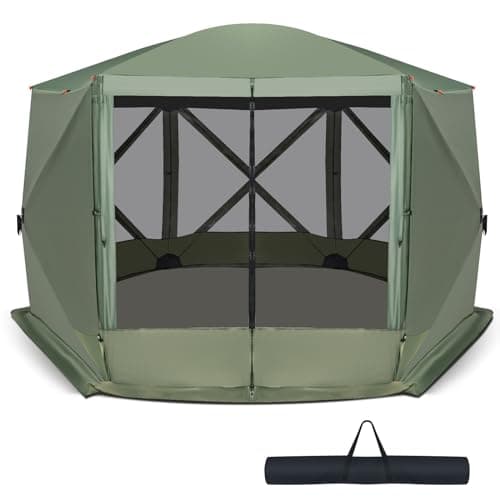 Image of COSTWAY 2.3 x 2.3m/3.5 x 3m Pop up Camping Gazebo, 4/6-Sided Instant Setup House Tent with Carrying Bag, UV 50+ Resistant Portable Outdoor Sun Shelter Screened Canopy (346 x 305 x 225cm, Green)