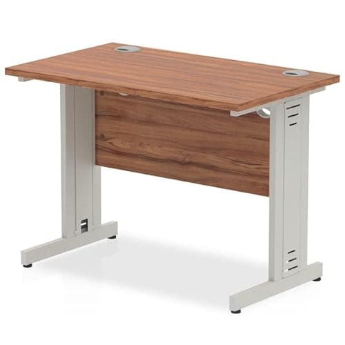Image of Dynamic Office Solutions Impulse 1000mm Slimline Desk Cable Managed Leg Walnut Silver