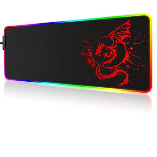 Image of Foulrog RGB Gaming Mouse Pad, Large Extended Glowing Led Mousepad with 15 Lighting Modes and USB,Smooth Surface Waterproof Gamer Mouse Mat for Gaming, Macbook, PC, Laptop, Desk 31.5 X 12 Inch (Red)