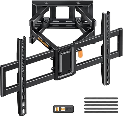 Image of Perlegear TV Wall Bracket Swivels Tilts Extends, Full Motion TV Bracket for Most 37-82 Inch Flat&Curved TVs up to 60kg, MAX VESA 600x400mm
