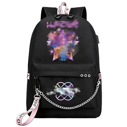 Image of Sidesea K P0p Multi-Pocket Travel Daypack, Large Capacity Backpack For School, Adjustable Shoulder Straps Lightweight Casual School Bag for Boys & Girls, Merch For Fans Vacation Travel