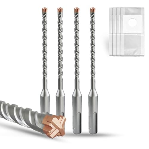 Image of METOTY SDS Plus Hammer Drill Bit 4PC 6mm×160mm, with 4 Carbide Cutting Edges, Head with Coating, Masonry Drill, Hammer Drill, Concrete Drill, for Stone, Concrete, Natural Stone, Brick Wall