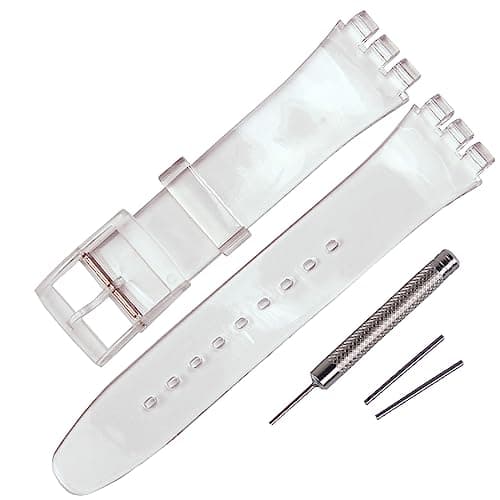 Image of Rihahisy Silicone Rubber Watch Strap/Watch Band Replacement for Swatch (17mm, Transparent)
