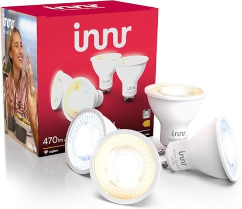 Image of Innr Zigbee GU10 Smart Bulb, Works with Hue* and Alexa (Bridge Required), Warm White to Cool White, GU10 LED Spot, Dimmable, 470 Lumen, 4-Pack