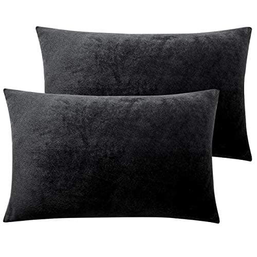 Image of NTBAY 2 Pack Zippered Velvet King Pillowcases, Super Soft and Cozy Luxury Fuzzy Flannel Pillow Cases with Zipper, 20x36 Inches, Black
