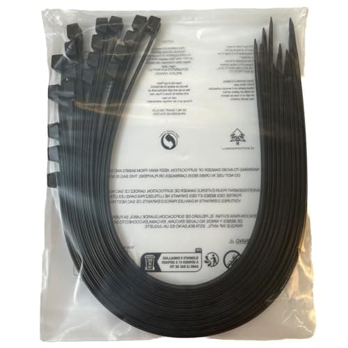 Image of EzySup Extra Large Zip Ties Heavy Duty for Outdoor Use,600mm x 9mm,80kg Tensile Strength,20 Pieces,Black