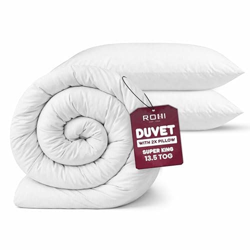 Image of Rohi Anti-Allergy Super King Duvet 13.5 Tog with 2 Deluxe Pillows – Luxurious Warm Winter Duvet – Soft & Breathable Corvin Quilt